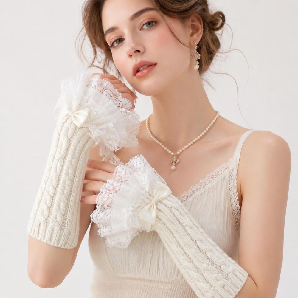 1 paar kanten ruches handmouwe - Fingerless Glove Knit recensie en prijs