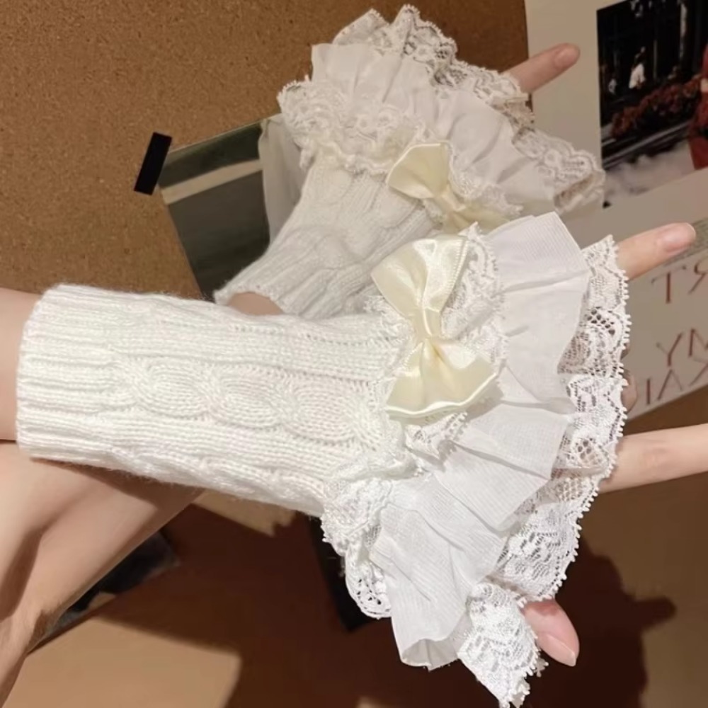 1 paar kanten ruches handmouwe - Fingerless Glove Knit recensie en prijs